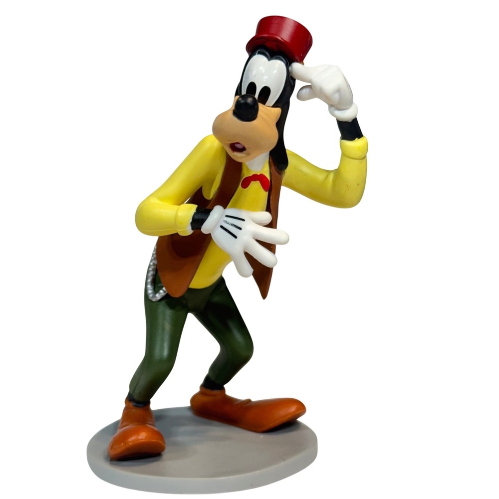 Disney Goofy PVC Figurine Red Hat Yellow Shirt Brown Vest 3.5"